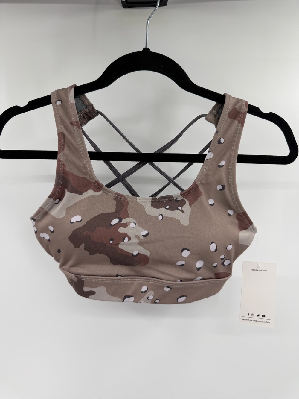 The Barbell Cartel Caged Back Camo Sports Bra Padded Small New with tags